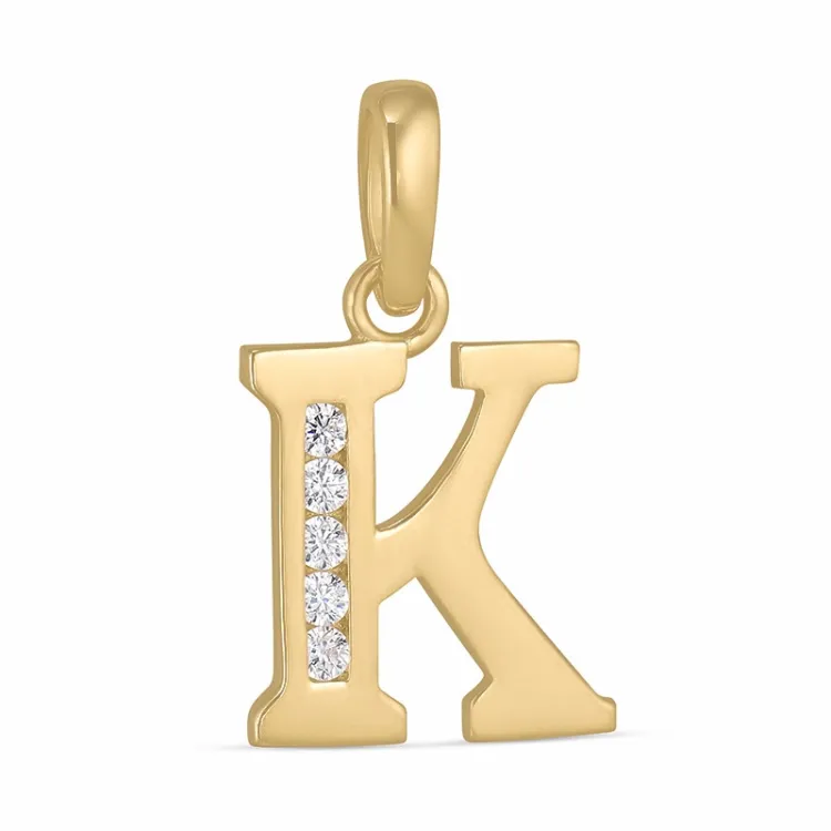 letter k zirkoon hanger in 9 karaat goud - My Letter