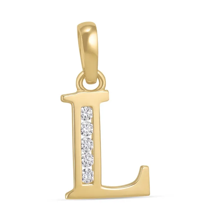 letter l zirkoon hanger in 9 karaat goud - My Letter
