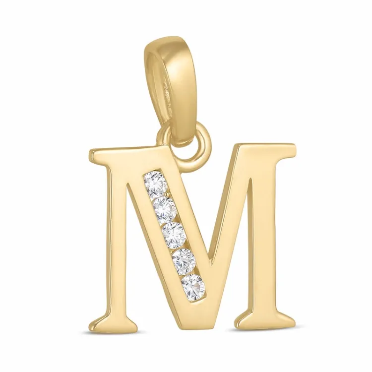 letter m zirkoon hanger in 9 karaat goud - My Letter
