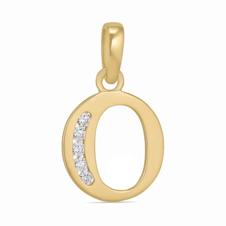 letter o zirkoon hanger in 9 karaat goud - My Letter