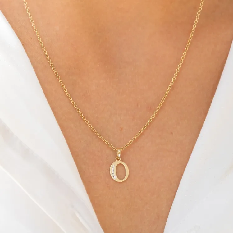letter o zirkoon hanger in 9 karaat goud - My Letter