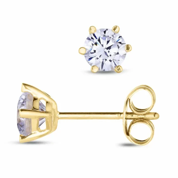 rond oorsteker in 9 karaat goud met zirkoon - Gold Collection