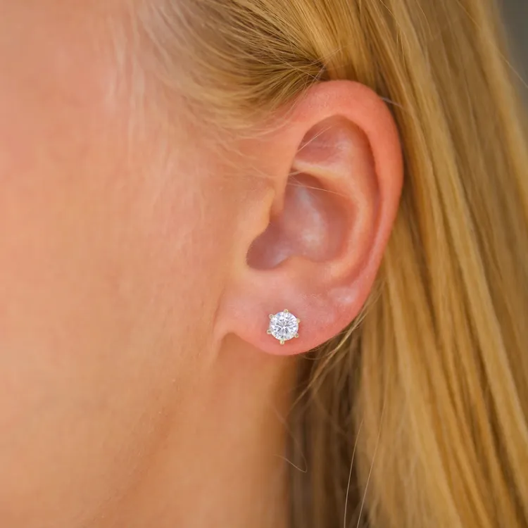 rond oorsteker in 9 karaat goud met zirkoon - Gold Collection