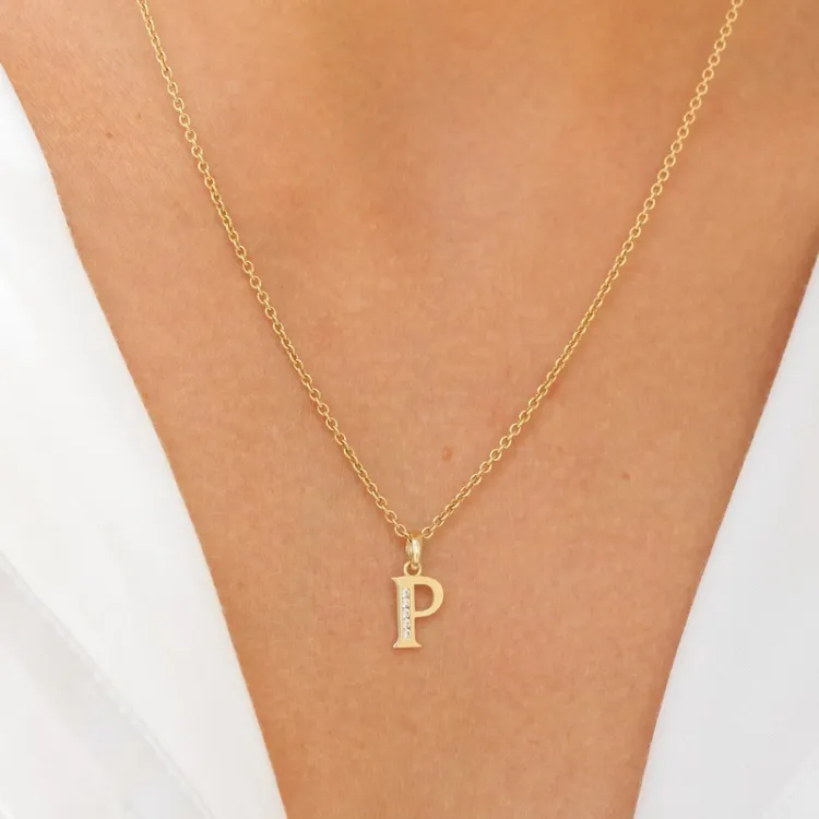 letter p zirkoon hanger in 9 karaat goud - My Letter