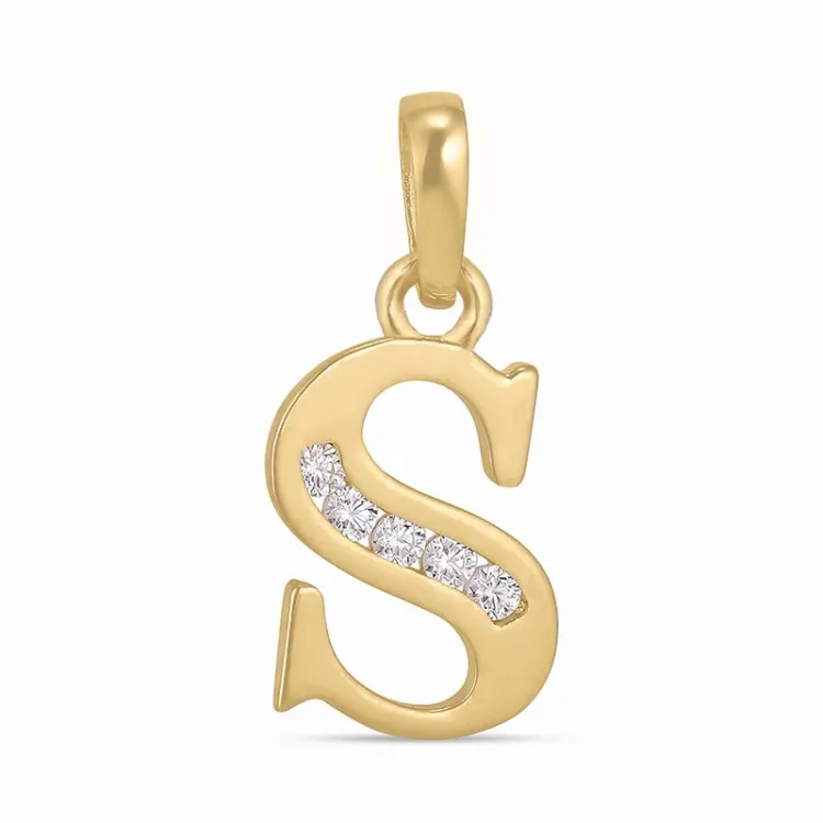 letter s zirkoon hanger in 9 karaat goud - My Letter
