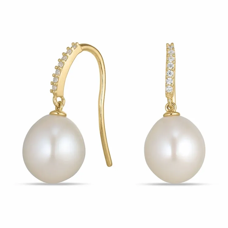 parel oorbellen in 9 karaat goud met zirkoon - Gold Collection