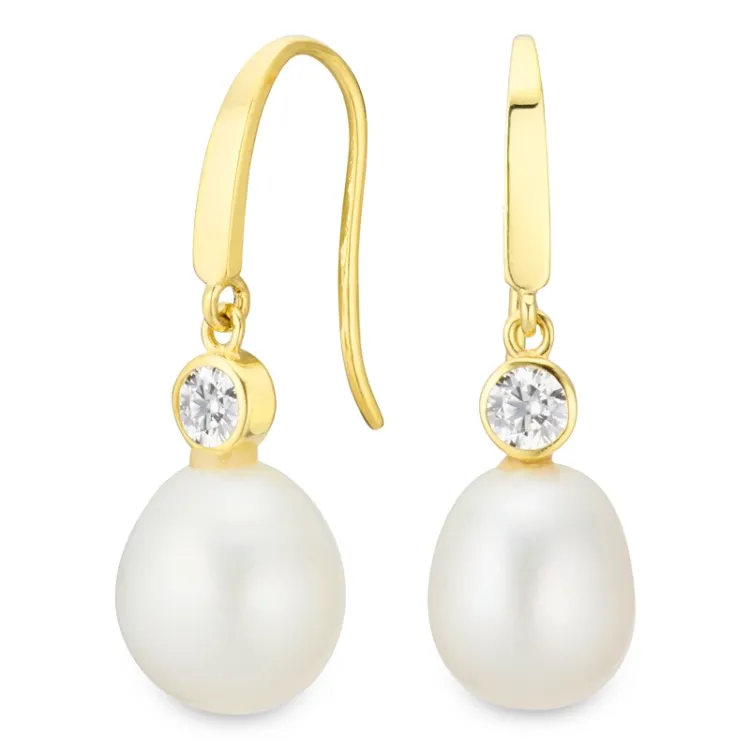 parel oorbellen in 9 karaat goud met zirkoon - Gold Collection