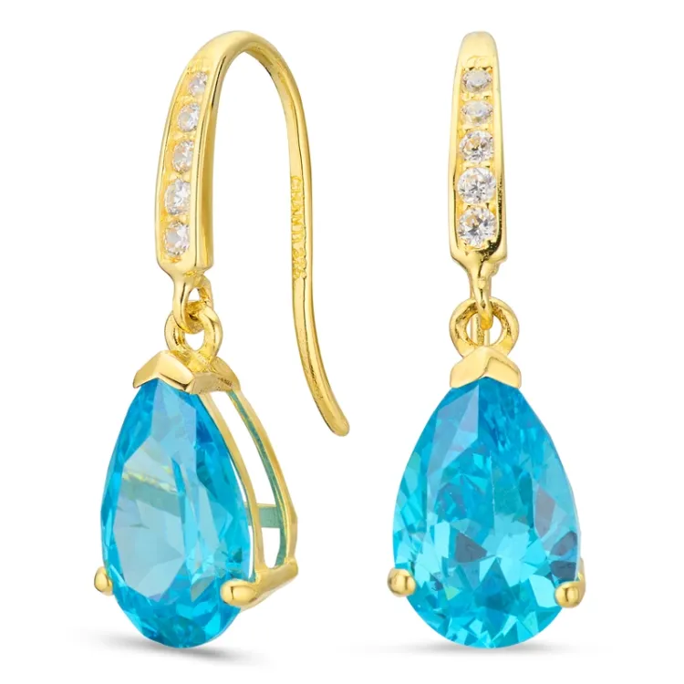 druppelvormige oorbellen in 9 karaat goud met syntetische topaas en zirkoon - Gold Collection