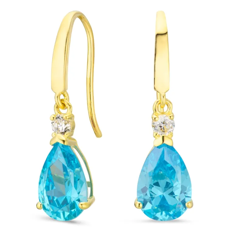 druppelvormige oorbellen in 9 karaat goud met syntetische topaas en zirkoon - Gold Collection