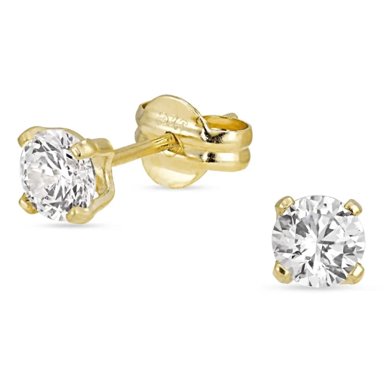4,5 mm rond oorsteker in 9 karaat goud met zirkoon - Gold Collection