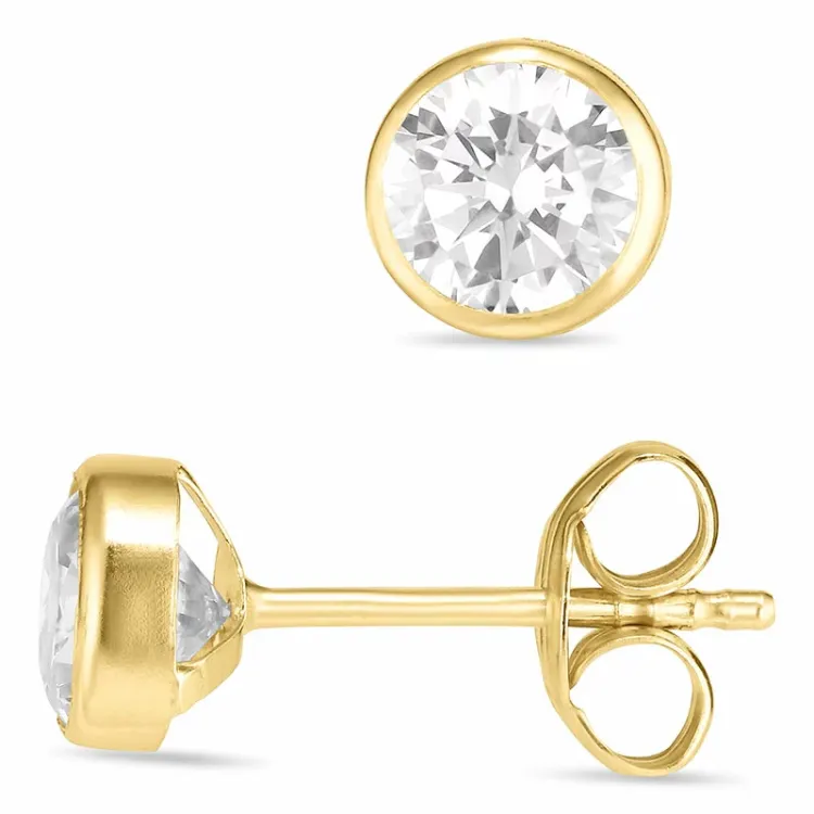 5 mm rond oorsteker in 9 karaat goud met zirkoon - Gold Collection