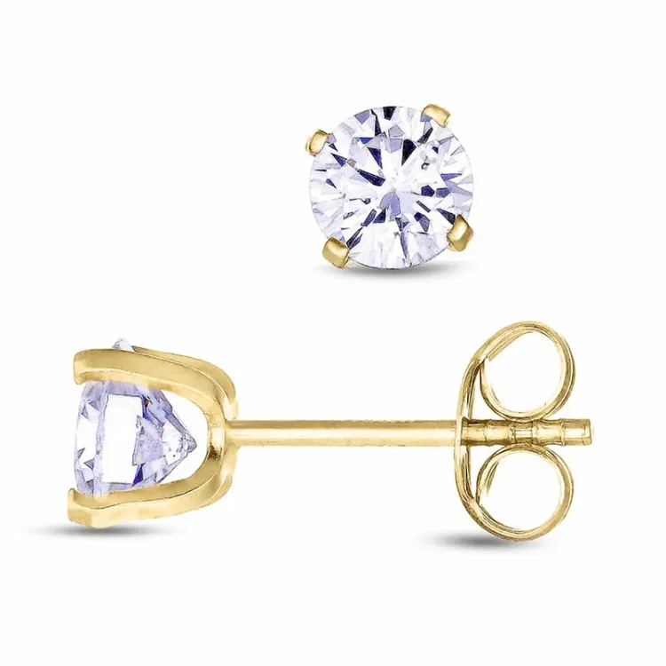 5,5 mm rond oorsteker in 9 karaat goud met zirkoon - Gold Collection