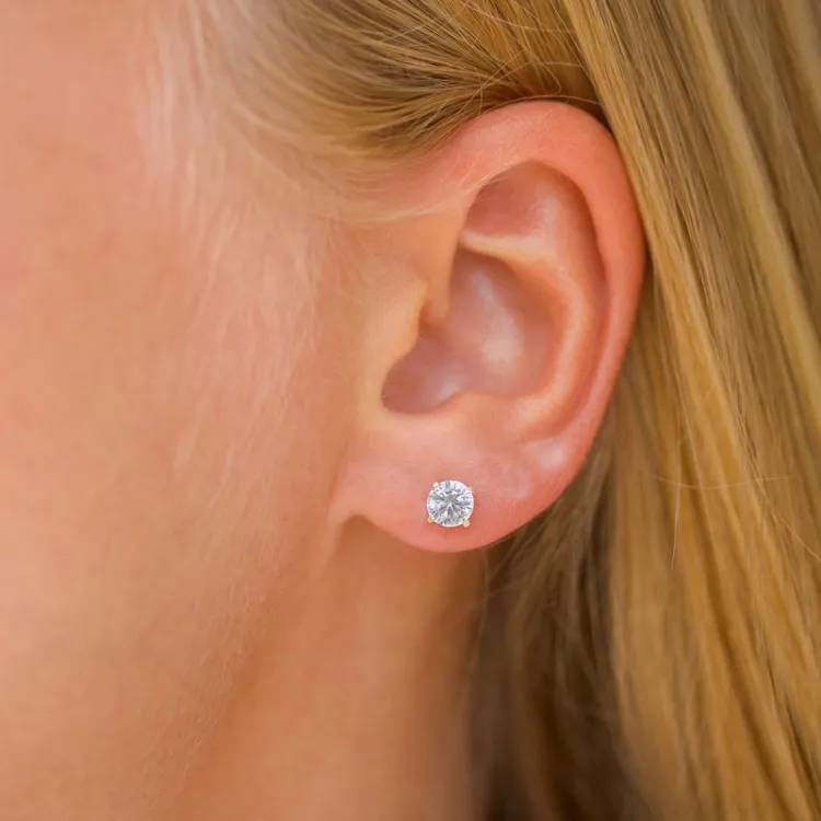 5,5 mm rond oorsteker in 9 karaat goud met zirkoon - Gold Collection