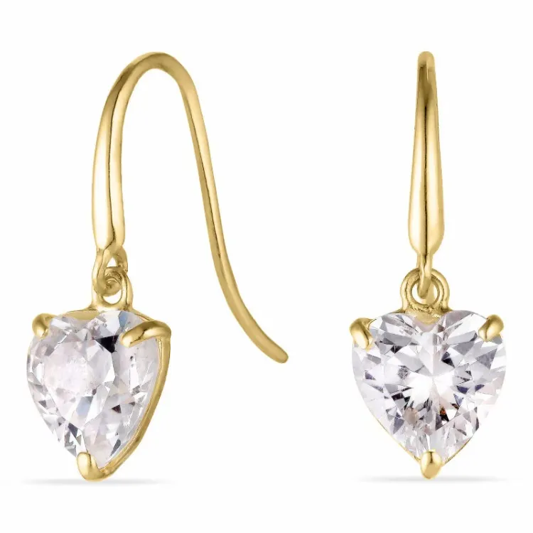 hart oorbellen in 9 karaat goud met zirkoon - Gold Collection