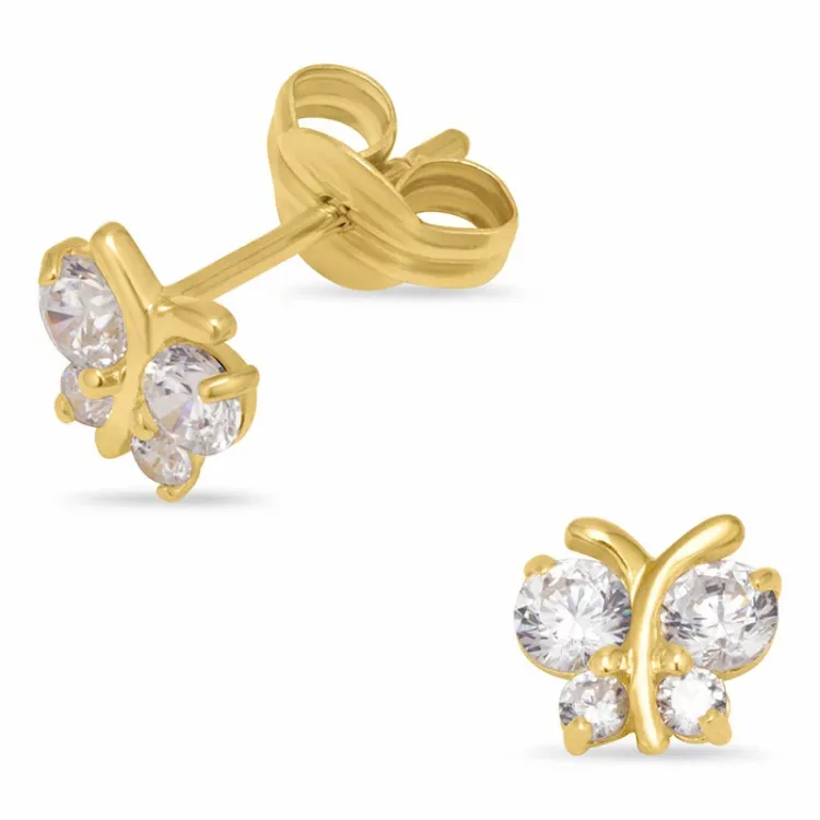 vlinder oorbellen in 9 karaat goud met zirkoon - Gold Collection
