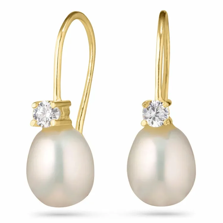 lange oorbellen in 9 karaat goud met zirkoon - Gold Collection