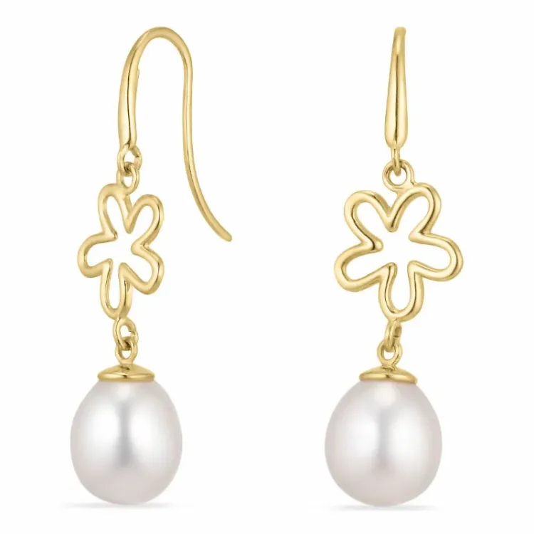 bloem oorbellen in 9 karaat goud met  - Gold Collection
