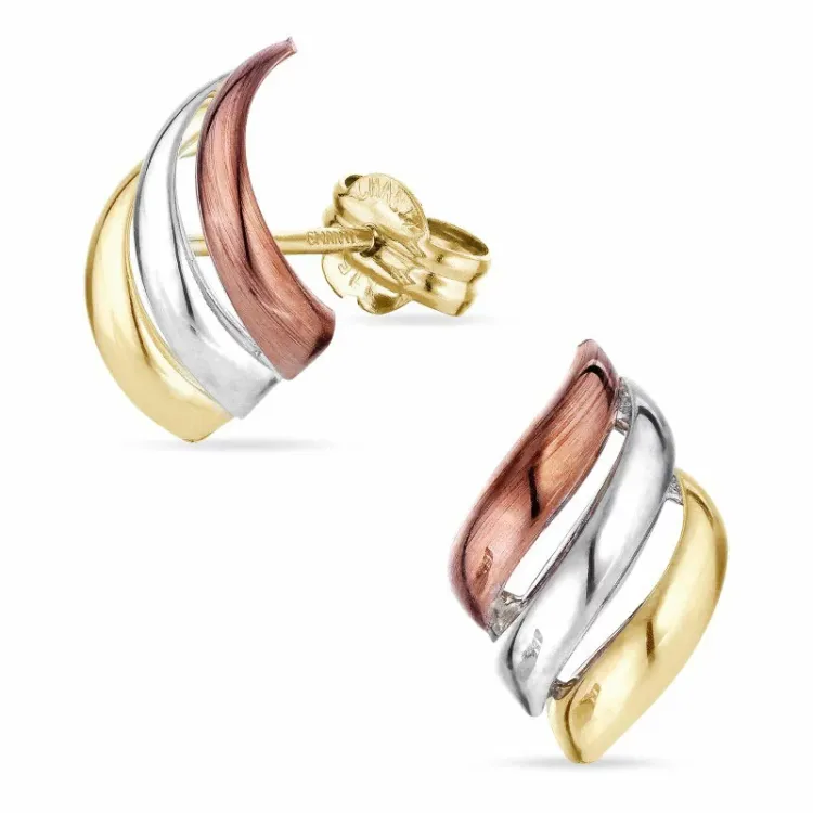 oorbellen in 9 karaat goud witgoud en roodgoud - Gold Collection