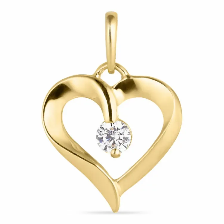 hart zirkoon hanger in 9 karaat goud