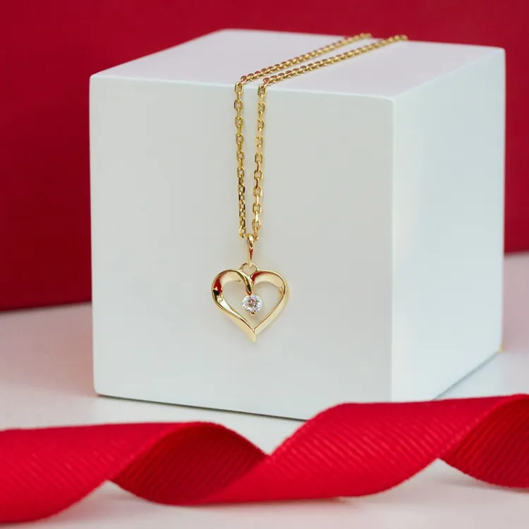 hart zirkoon hanger in 9 karaat goud
