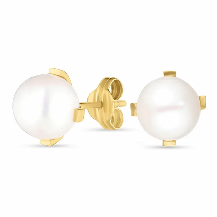 8,5 mm rond oorbellen in 9 karaat goud met  - Gold Collection