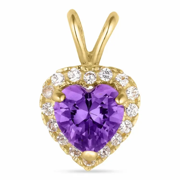 hart synthetisch amethist hanger in 9 karaat goud - Gold Collection