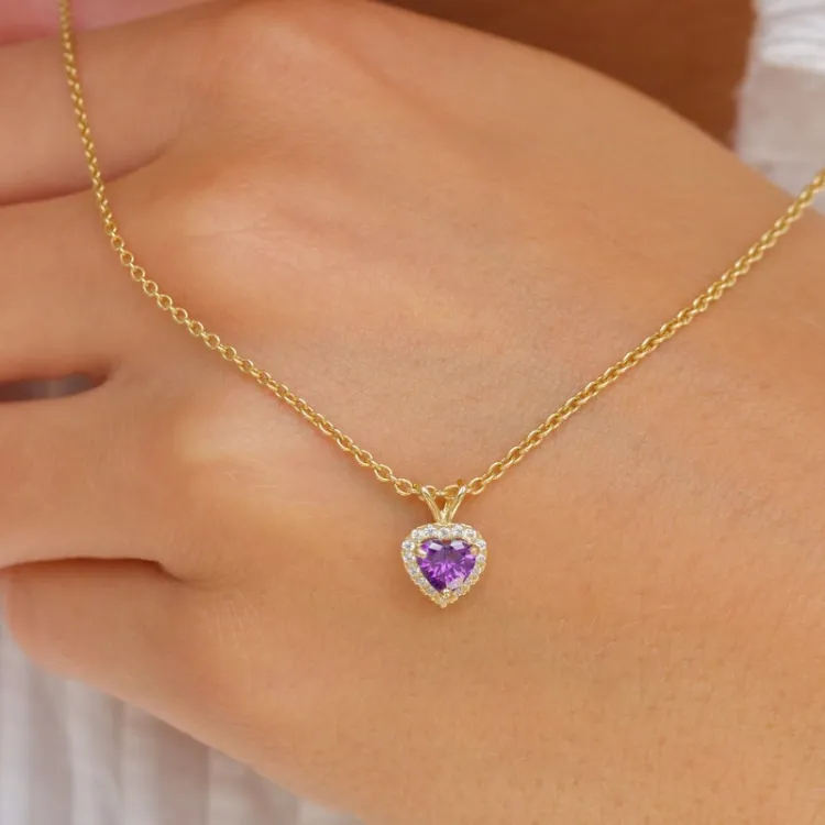 hart synthetisch amethist hanger in 9 karaat goud - Gold Collection