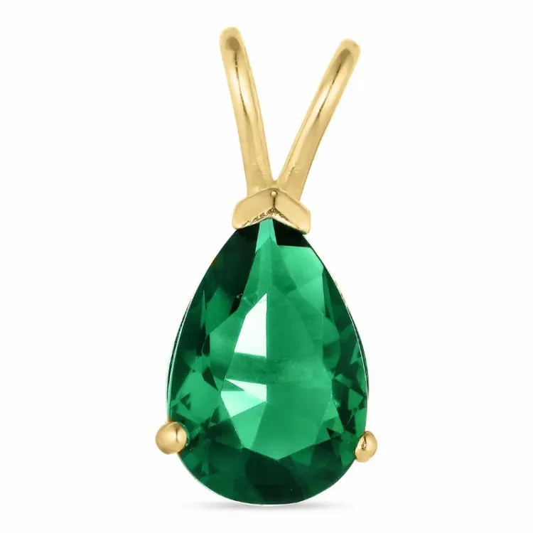 druppel groen synthetische smaragd hanger in 9 karaat goud - Gold Collection