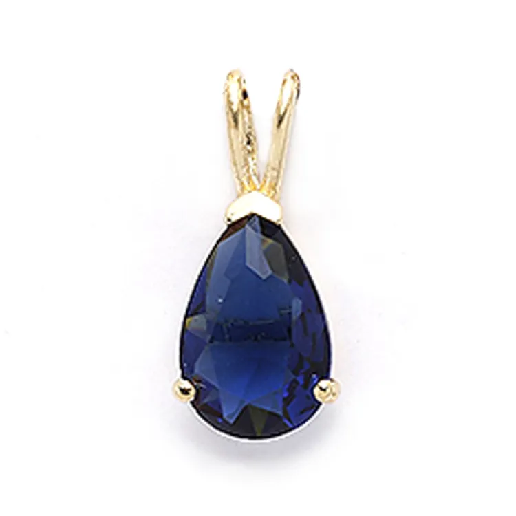 druppel blauwe syntetische saffier hanger in 9 karaat goud - Gold Collection