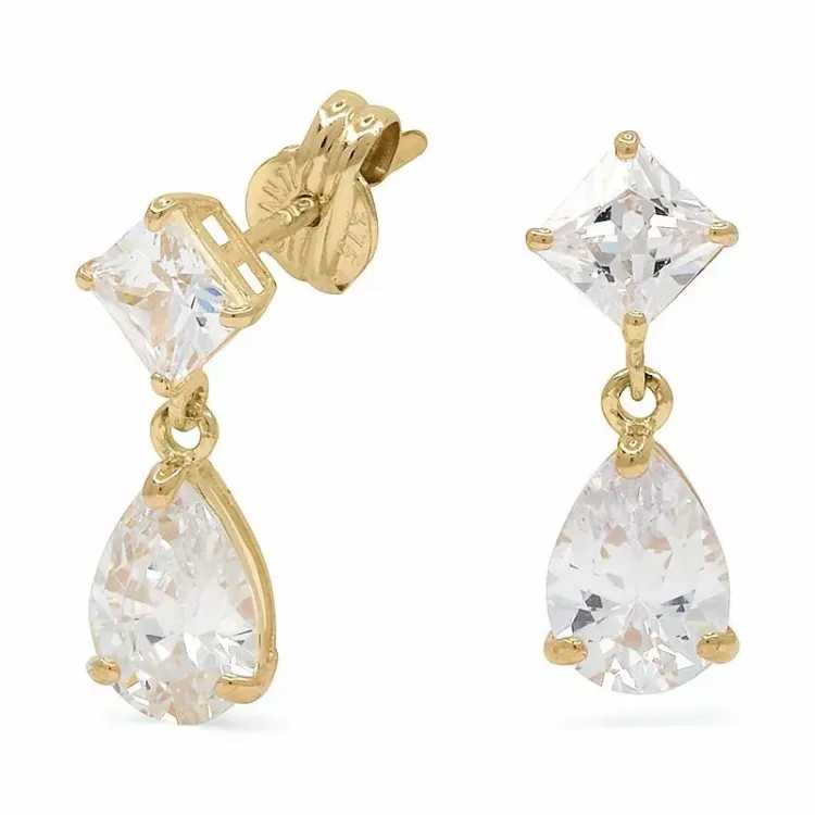 druppel gouden oorbellen in 9 karaat goud met zirkoon - Gold Collection