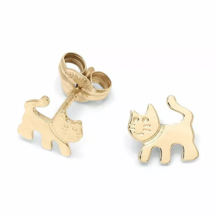 klein katten oorsteker in 9 karaat goud - Gold Collection