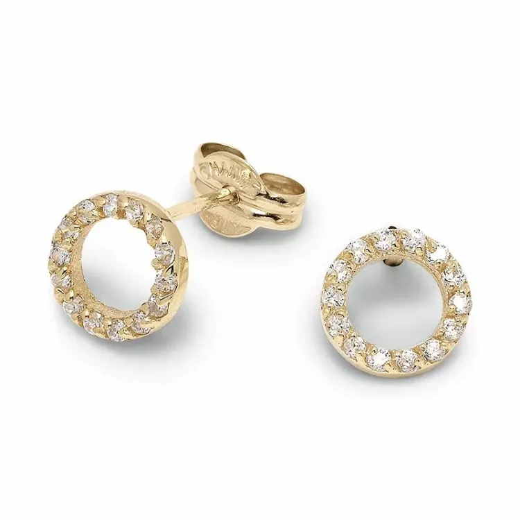rond zirkoon oorsteker in 9 karaat goud met zirkoon - Gold Collection