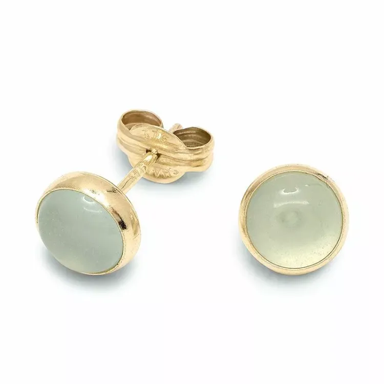 rond oorsteker in 9 karaat goud met synthetische calcedon - Gold Collection