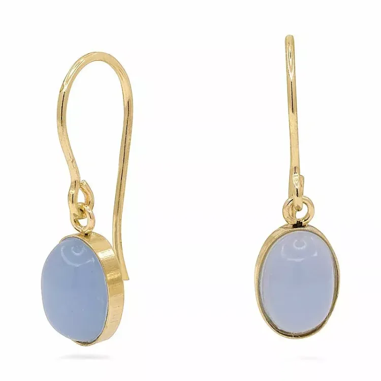 lange oorbellen in 9 karaat goud met synthetische calcedon - Gold Collection