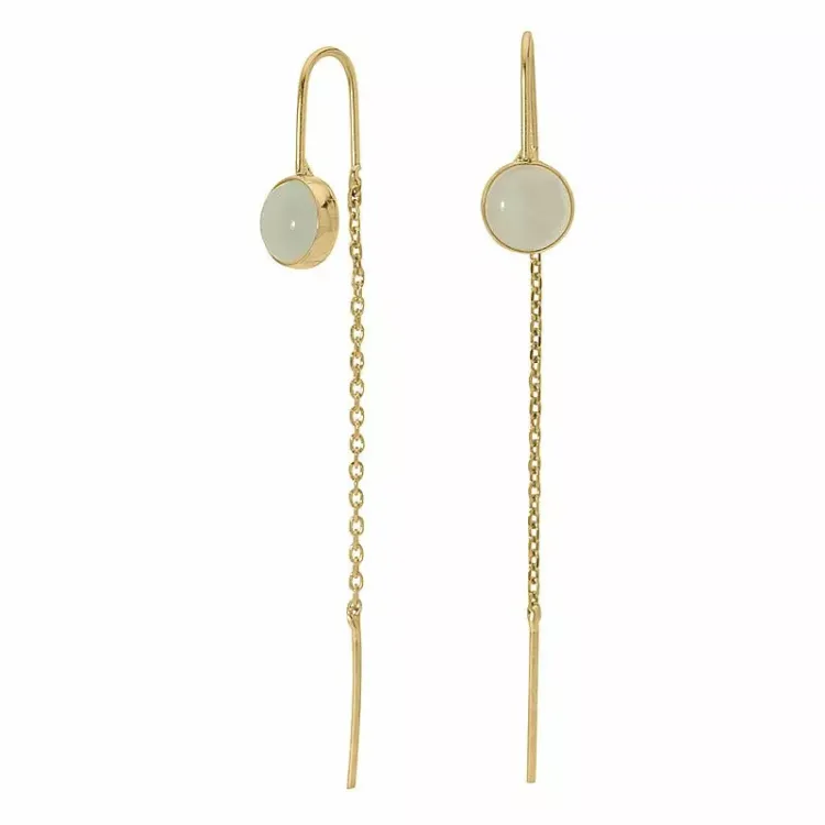 lange ketting oorbellen in 9 karaat goud met synthetisch kwarts - Gold Collection