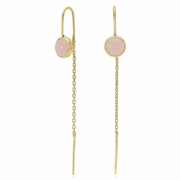 lange ketting oorbellen in 9 karaat goud met synthetisch kwarts - Gold Collection