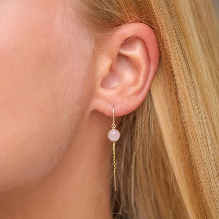 lange ketting oorbellen in 9 karaat goud met synthetisch kwarts - Gold Collection