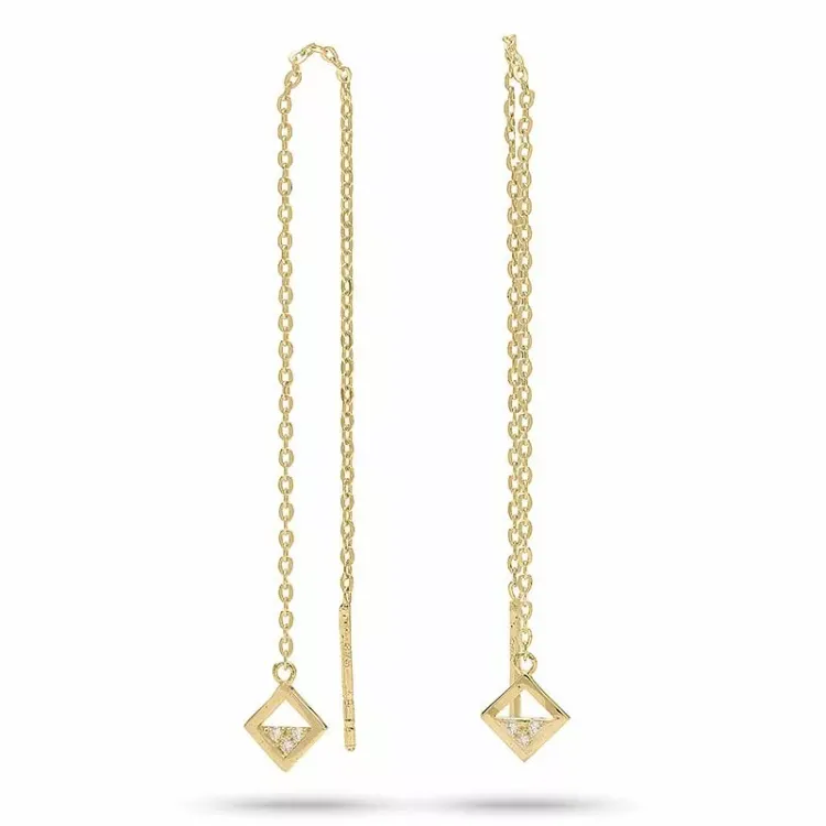 vierkant ketting oorbellen in 9 karaat goud met zirkoon - Gold Collection