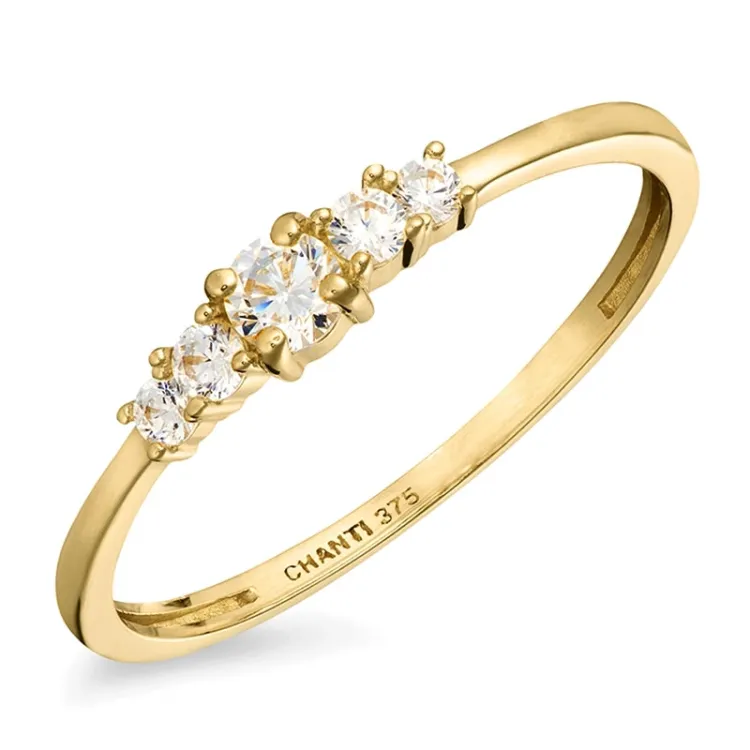 smal witte zirkoon ring in 9 karaat goud - Gold Collection