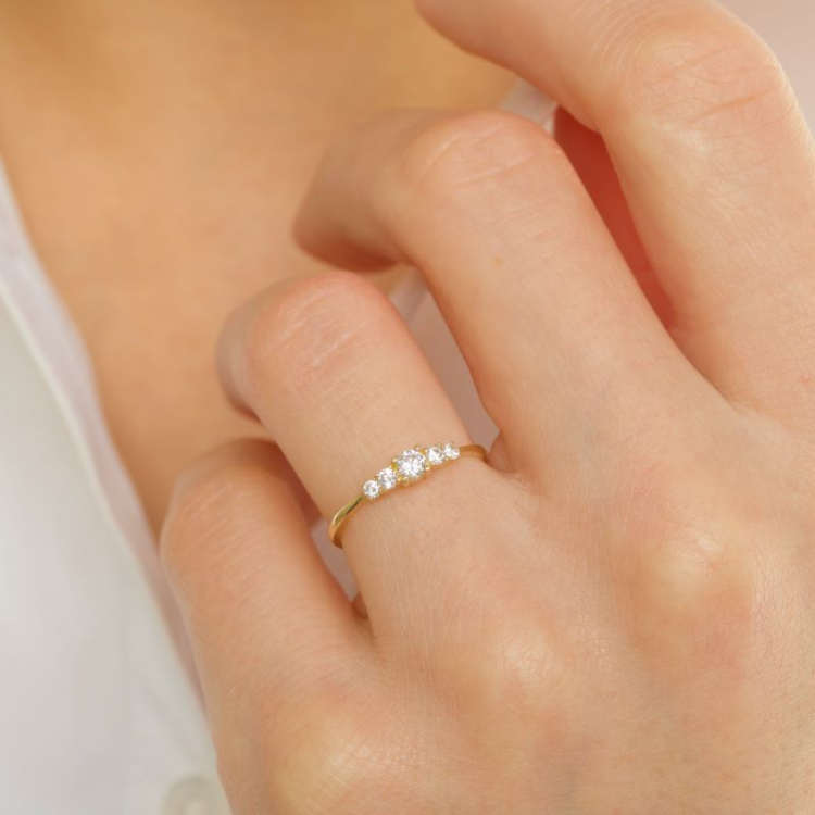 smal witte zirkoon ring in 9 karaat goud - Gold Collection