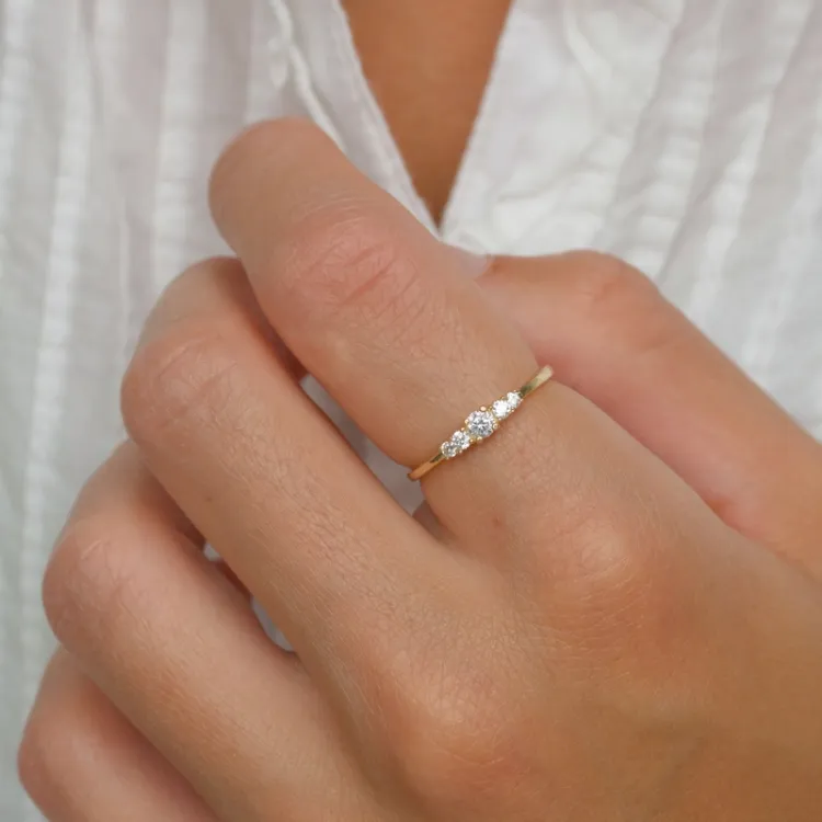 smal witte zirkoon ring in 9 karaat goud - Gold Collection