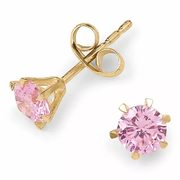 rond solitaire oorbel in 9 karaat goud met zirkoon - Gold Collection