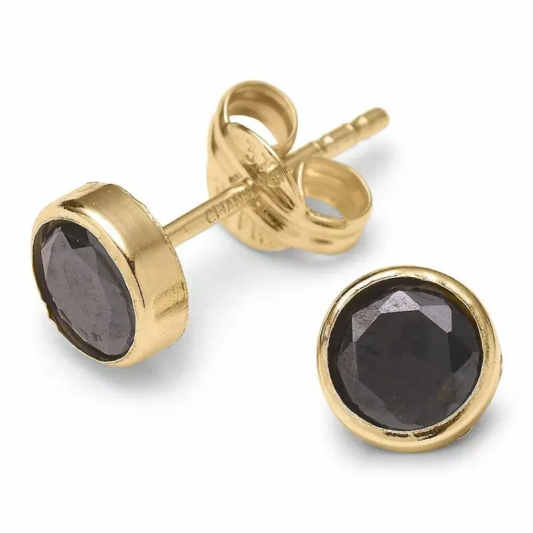rond oorsteker in 9 karaat goud met zirkoon - Gold Collection