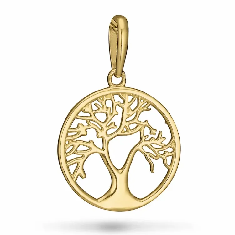 12 mm boom van het leven hanger in 9 karaat goud - Gold Collection