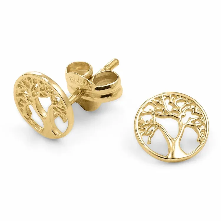 rond boom van het leven oorbellen in 9 karaat goud - Gold Collection