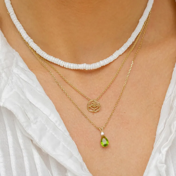 druppel groen hanger in 9 karaat goud - Gold Collection