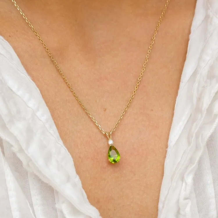 druppel groen hanger in 9 karaat goud - Gold Collection