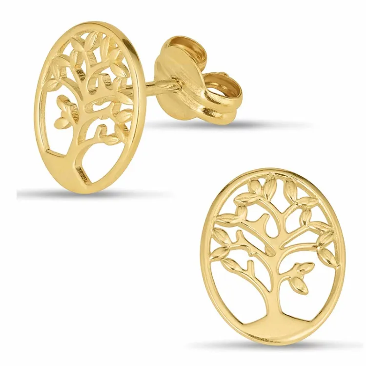 boom van het leven oorsteker in 9 karaat goud - Gold Collection