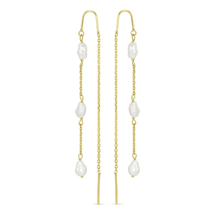 lange parel ketting oorbellen in 9 karaat goud - Gold Collection