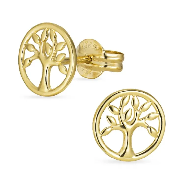 boom van het leven oorsteker in 9 karaat goud - Gold Collection